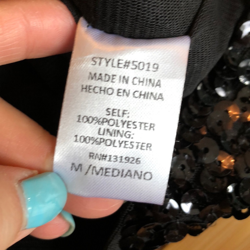 Amber Blue Black Sequins Dress Sz M - Picture 4 of 6